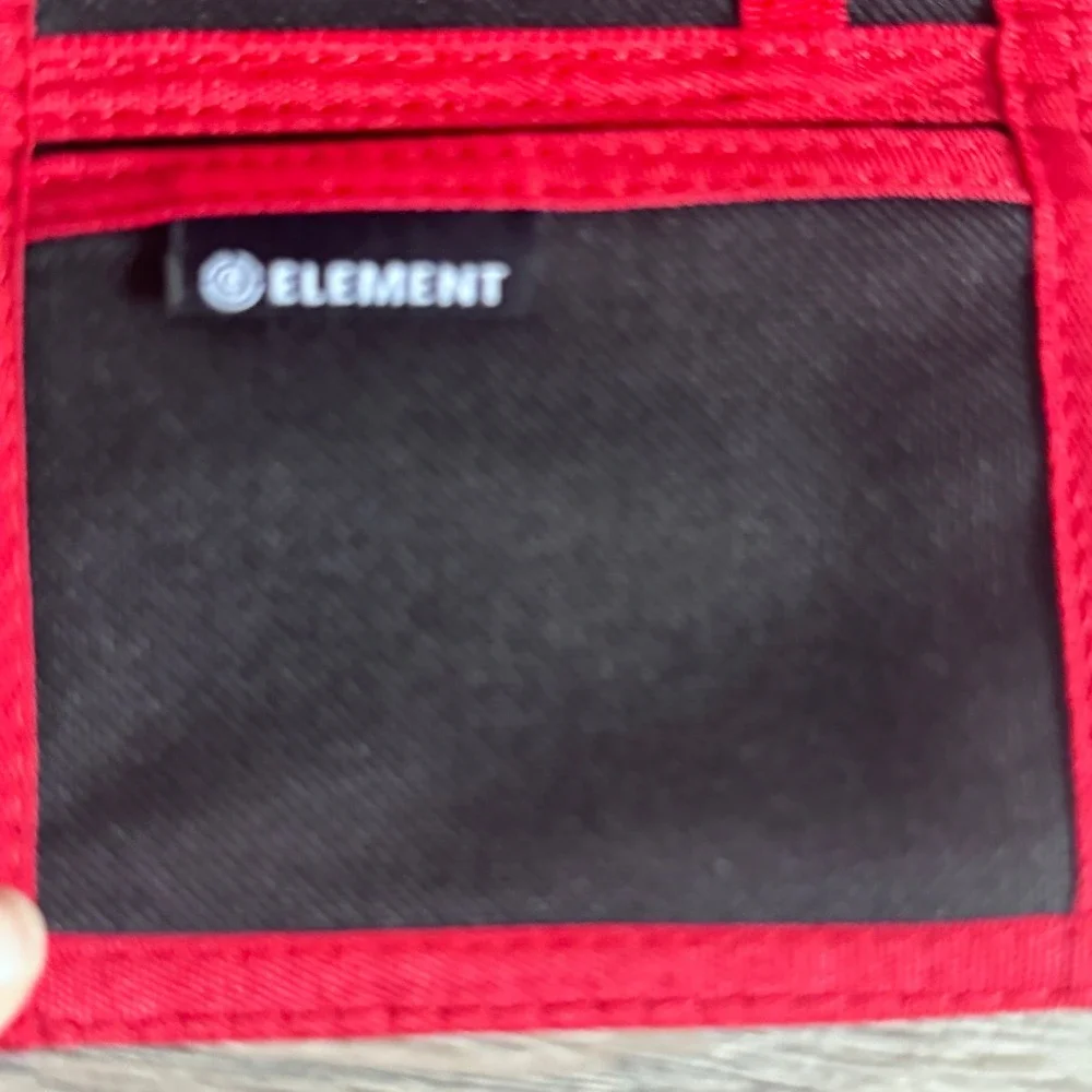 Element Skateboards Trifold Wallet Black Red Fire Earth Wind Water Logo Canvas